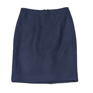 J Crew Womens Skirt 100% Wool Navy Blue Pencil Career Business Professional 0P